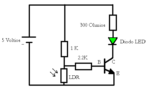 Circuito isado con una resistencia LDR
